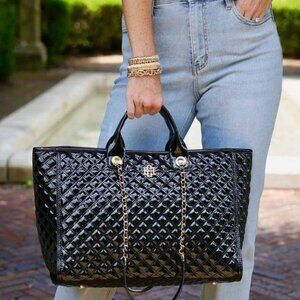 Melissa Tote Bag Black Patent Square